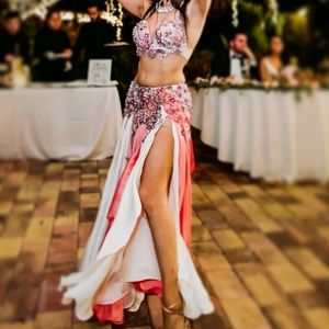Peach and Beige Bellydance Costume